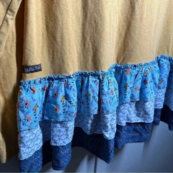 Matilda Jane Weekend Vibes Tunic Top Yellow Blue Tiered Ruffle Hem Women's L - Picture 5 of 6